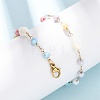 Glass Round Beads & Natural Shell Barrel Beads Link Bracelets BJEW-G774-03G-1