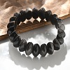 Bicone Natural Silver Obsidian Beads Stretch Bracelets for Women Men BJEW-C097-05I-1