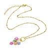 Natural Multicolor Tourmaline Dice Beaded Tassel Pendant 304 Stainless Steel Satellite Chain Necklaces for Women NJEW-JN06450-01-2