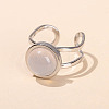 304 Stainless Steel & Natural White Jade Cuff Rings FS-WGDE3F0-11-1