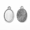 Tibetan Style Antique Silver Alloy Flat Oval Pendant Cabochon Settings TIBEP-M022-36AS-2