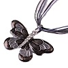 Butterfly Alloy Enamel & Rhinestone Pendant Waxed Cord Necklaces for Women FS-WGA0605-05-2