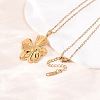 304 Stainless Steel Flower Pendant Cable Chain Necklaces for Men Women NJEW-K308-05F-G-2