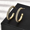 Brass Clear Cubic Zirconia C-Shaped Stud Earrings EJEW-L261-026G-1