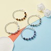 Natural Mixed Stone Round Beaded Bracelets Set with Curb Chain for Men Women BJEW-TA00048-2