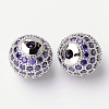 Brass Cubic Zirconia Beads ZIRC-D009-01P-1