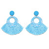 Bohemian Style Acrylic & Polyester Fan Tassel Stud Earrings FS-WGB5BEF-05-1