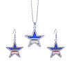 Independence Day Zinc Alloy Enamel & Rhinestone Pendant Necklaces & Dangle Earrings Sets FS-WG64DB3-10-1