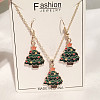 Christmas Tree Alloy Enamel Pendant Necklaces & Dangle Earrings Sets WG2E782-07-1