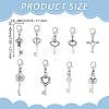 36Pcs 9 Styles Key Alloy Pendant Decorations HJEW-GO00259-2