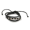 Braided PU Leather & Waxed Cords Triple Layer Multi-strand Bracelets BJEW-P329-08B-AS-1