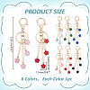 6Pcs Flower Alloy Enamel Keychains KEYC-WR00005-2