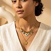 304 Stainless Steel Enamel Evil Eye Heart Pendant Double Layer Necklaces with Synthetic Turquoise for Women WGD59F3-01-3