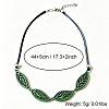 Boho Hollow Wood Leaf Beaded Black Multi-Strand PU Leather Necklaces for Women WGCAA73-01-5