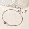 Adjustable Brass Micro Pave Clear Cubic Zirconia Box Chain Slider Bracelets BJEW-C156-09P-04-2