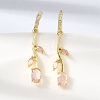 Brass Micro Pave Cubic Zirconia Hoop Earrings CU-CBA108A-14G-06-1