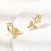 Brass Micro Pave Cubic Zirconia Stud Earrings KK-CBA8324-19G-01-2