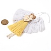 Angel Handmade Woven Macrame Cotton Thread Pendant Decorations HJEW-JM02454-03-3