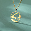 304 Stainless Steel Ring with Christmas Deer Pendant Necklaces for Unisex WG02D74-02-1