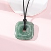 Natural Green Aventurine Square Pendants Black PU Leather Cord Necklaces NJEW-K285-01B-2