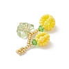 Glass Seed Beaded Berries & Leaf Pendants PALLOY-MZ01114-05-4