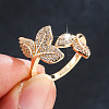 Brass Micro Pave Clear Cubic Zirconia Cuff Open Rings WG28CF9-01-2