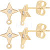 Beebeecraft 10Pcs Star Shape Brass Cubic Zirconia Stud Earring Findings KK-BBC0012-69-1