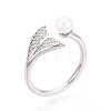 Adjustable 925 Sterling Silver with Cubic Zirconia Mermaid Fishtail Ring STER-T008-89P-1