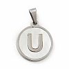 304 Stainless Steel with White Shell Pendants STAS-G268-01U-P-2