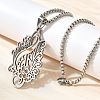 201 Stainless Steel Laser Cut Flower Musical Note Pendant Box Chain Necklaces for Women Men NJEW-E156-02P-1