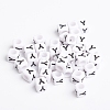 White Acrylic Horizontal Hole Letter Beads X-PL37C9308-Y-2