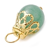 Natural Green Aventurine/Amethyst/Rose Quartz/Lava Rock/Quartz Round Pendants PALLOY-JF03183-01-5