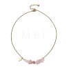 Natural Mixed Gemstone Chip and Round Beaded Pendant 304 Stainless Steel Cable Chain Necklaces for Women NJEW-JN05741-5