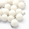 Round Natural White Jade Pendants G-Q434-11-1