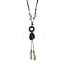 Chinese Style Porcelain & Alloy & Wood Leaf Pendant Adjustable Waxed Cord Long Necklaces for Women WG8DC5B-01-5