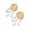 Alloy Imitation Pearl Sunflower Tassel Chandelier Earrings for Women WGA0AF8-01-3