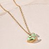 304 Stainless Steel Enamel Rocking Horse Pendant Necklaces for Women NJEW-T022-01A-3