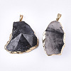 Electroplate Natural Tourmalinated Quartz/Black Rutilated Quartz Pendants G-T112-13A-2