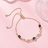 Dyed & Heated Natural Tiger Eye Cube & Shell Pearl Round Beads Link Bracelets BJEW-JB12907-03-2