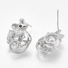 Brass Stud Earrings KK-T038-497P-2