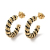 Real 18K Gold Plated 304 Stainless Steel with Glass Ring Stud Earrings EJEW-Z026-18G-2