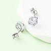 304 Stainless Steel Cubic Zirconia Pendant Necklaces & Stud Earrings for Women SJEW-B022-01P-3