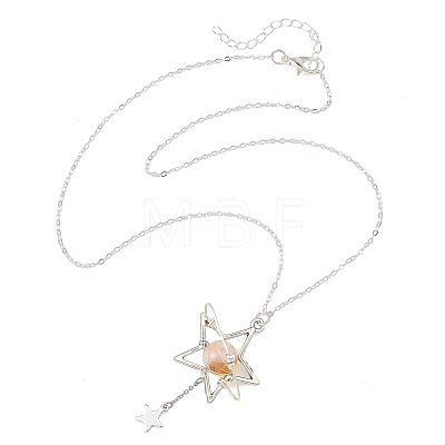 Heated Natural Citrine Alloy Star Pendant Necklaces for Women NJEW-TA00273-04-1