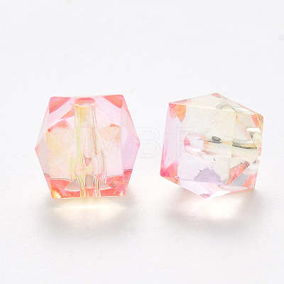 Two Tone Transparent Spray Painted Acrylic Beads ACRP-T005-26O-1