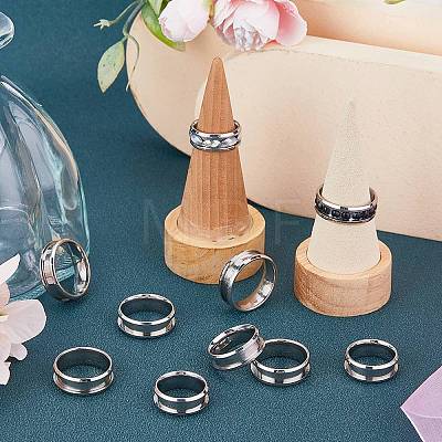 SUNNYCLUE 18Pcs 6 Size 304 Stainless Steel Grooved Finger Ring Settings RJEW-SC0001-05P-1