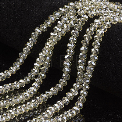 Electroplate Transparent Glass Beads Strands EGLA-A034-T3mm-Y06-1