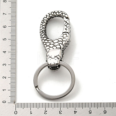 Tibetan Style 316 Surgical Stainless Steel Fittings with 304 Stainless Steel Key Ring FIND-Q101-09AS-04-1