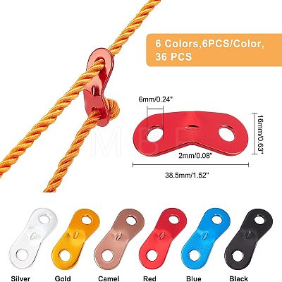 SUPERFINDINGS 36Pcs 6 Colors Aluminum Alloy Guyline Cord Adjuster AJEW-FH0001-45-1