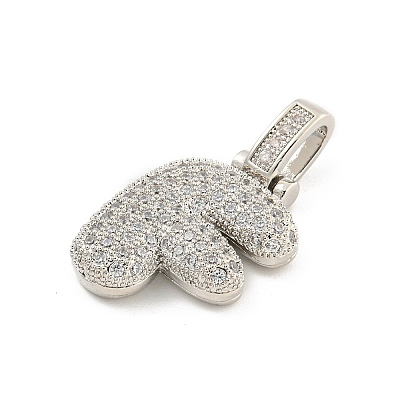 Brass Micro Pave Clear Cubic Zirconia Pendants KK-B099-01P-F-1