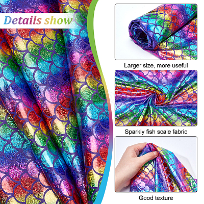Polyester Mermaid/Fish Scales Fabric DIY-WH0410-21A-1